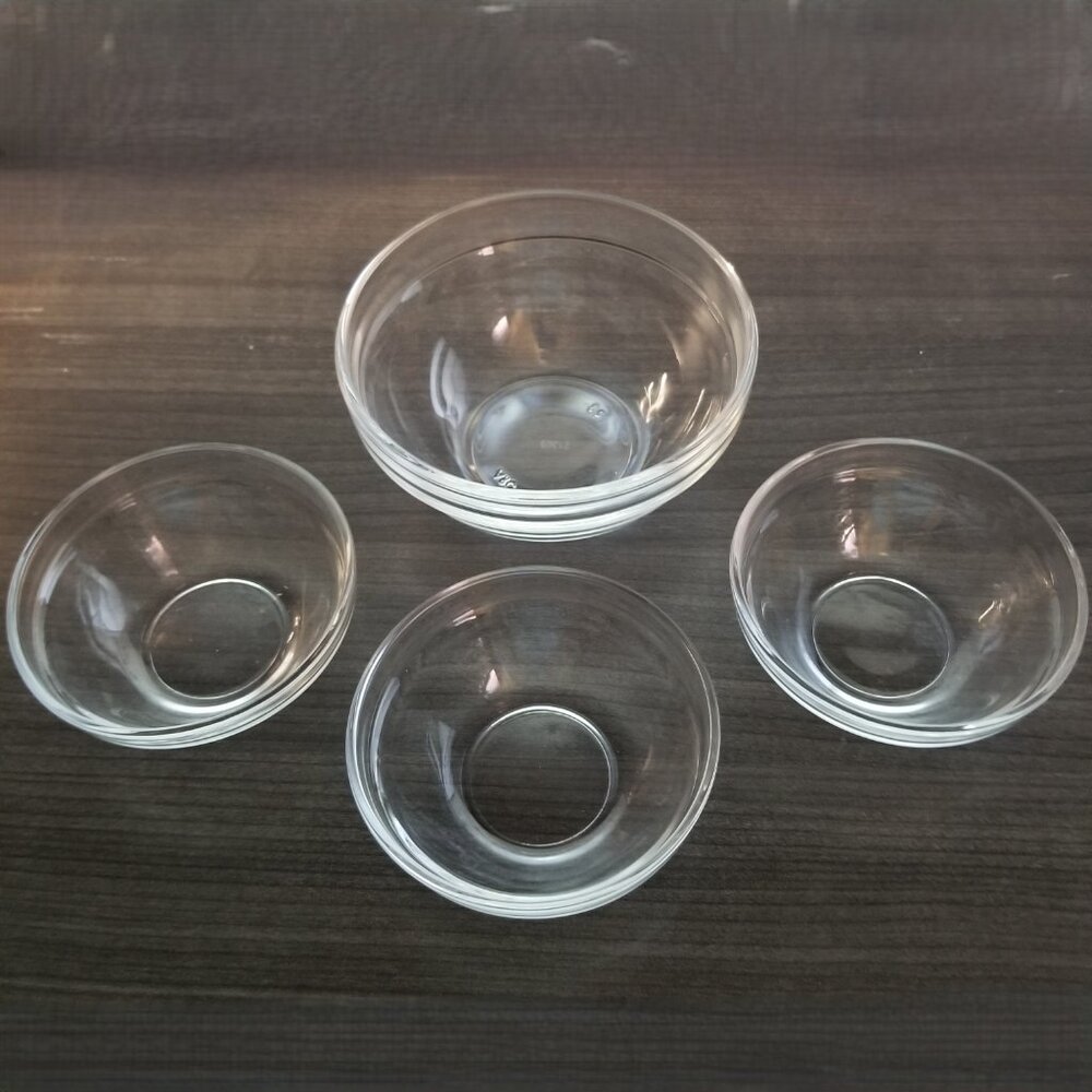 Clear Glass Prep Bowl Set 4 Minimalist Stackable Kitchen Food Styling